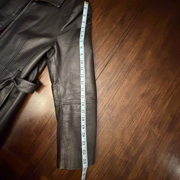 Croft & Barrow Women's Black Leather Jacket, Quilted Lining, Belt, Size Large - Picture 10 of 12